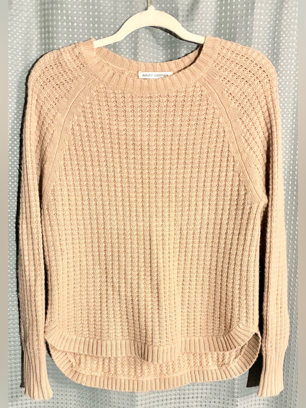 Autumn Cashmere Blush Ribbed Crewneck Sweater Sz XS wardrobe Staple Minimalist